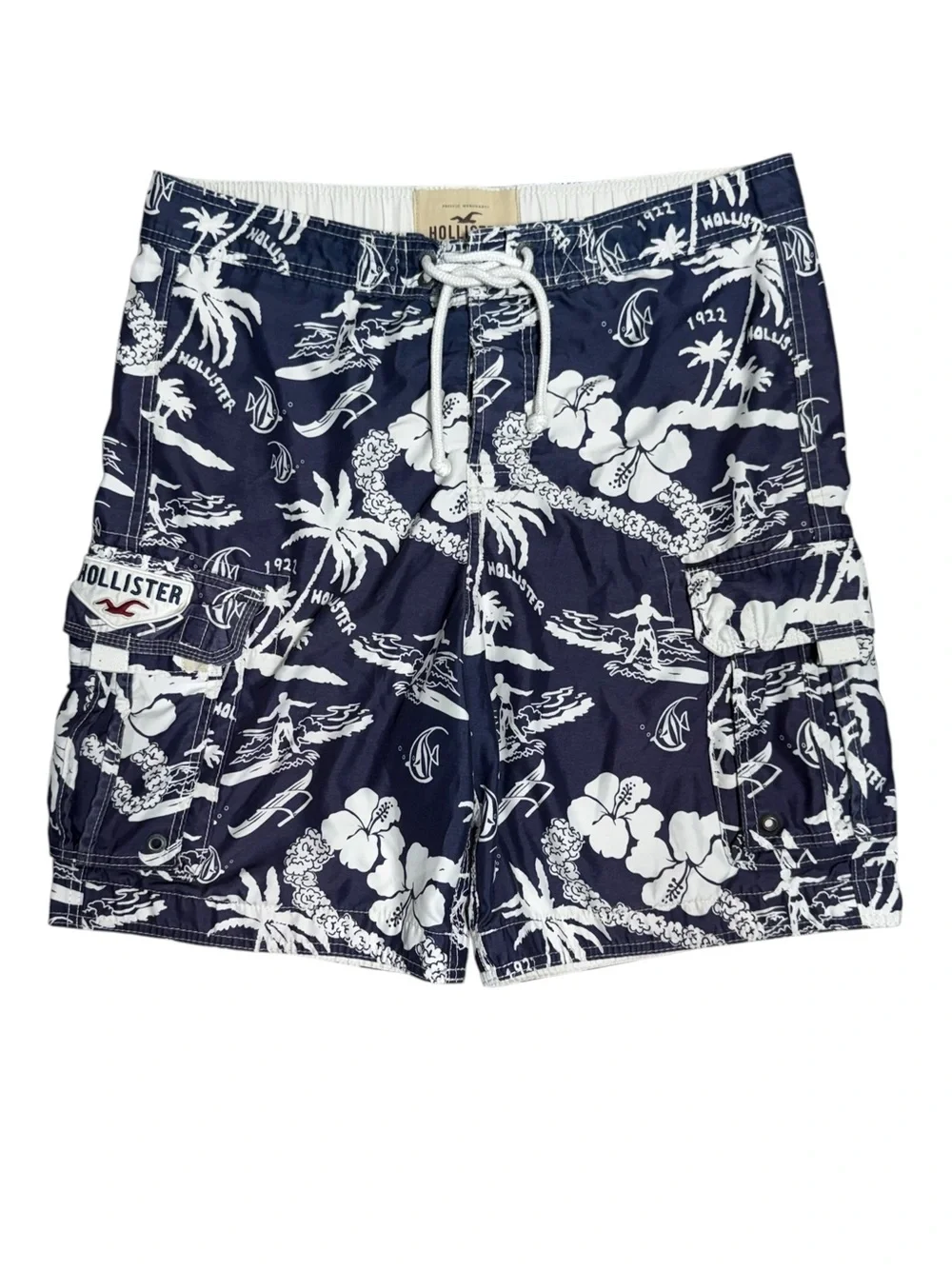 Vintage Hollister California Y2K Hawaiian Surf Cargo Board Shorts Swim Trunks XL